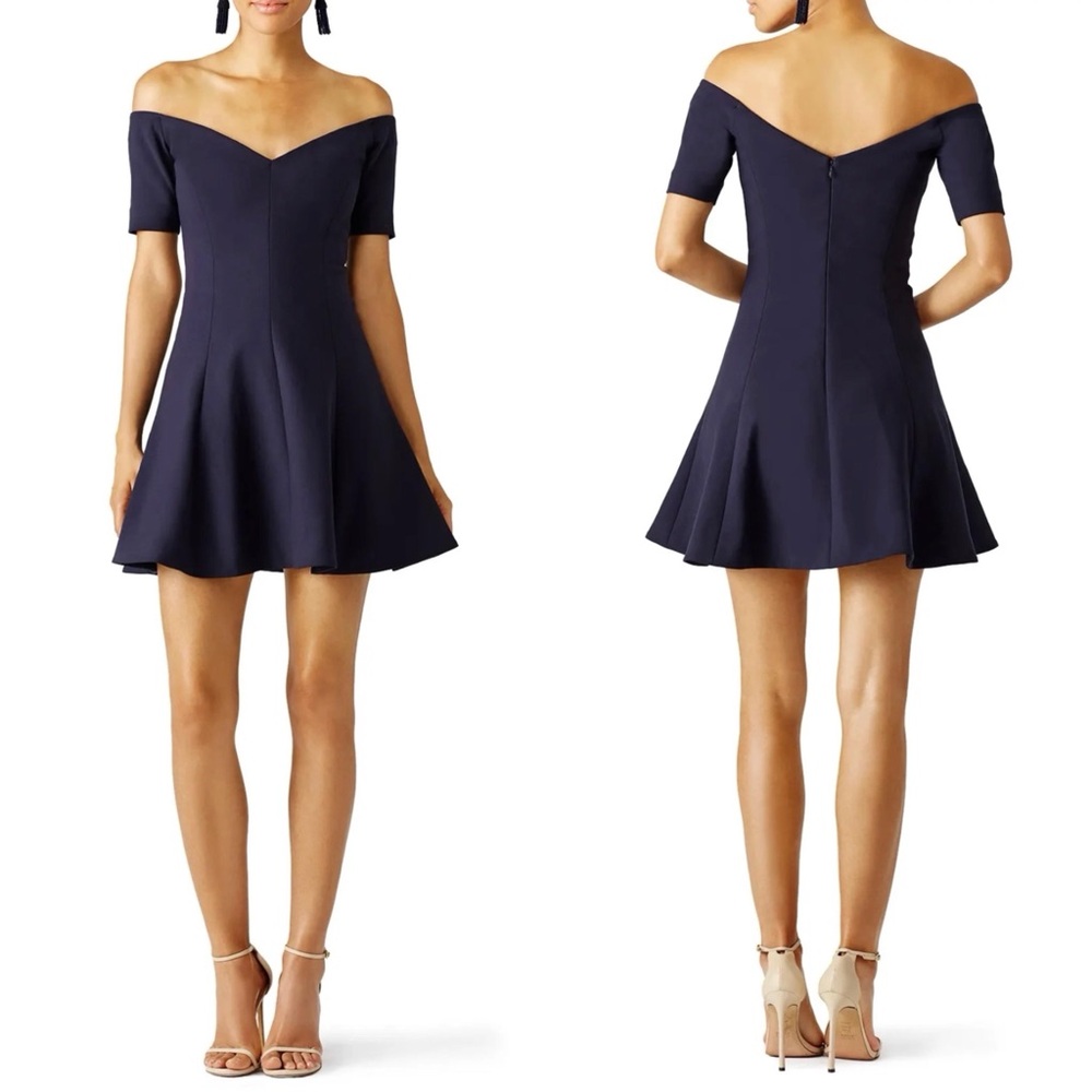 Cinq a Sept Navy Kenna A-Line off-the-shoulder Dress sz 2